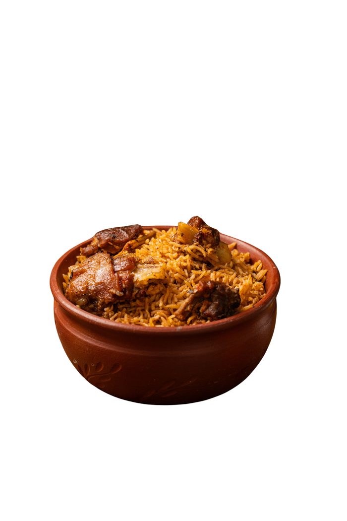 Ambur mutton biryani in a clay pot